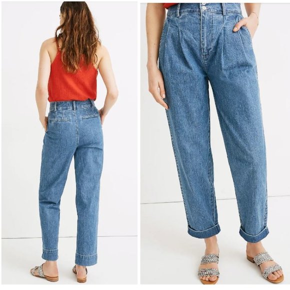 Madewell Pleated Taper Wide Leg Jeans Size 4 - Picture 2 of 11